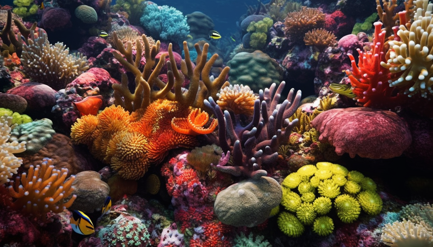 Vividly colored coral thriving in a sun-dappled reef.