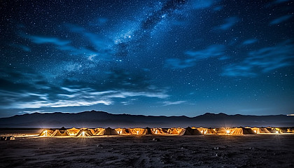 Stars illuminating a tranquil night in the desert.