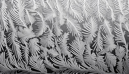 Patterns of frost on a window on a winter morning.