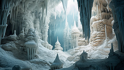 Spectacular stalactite formations in a hidden cave.