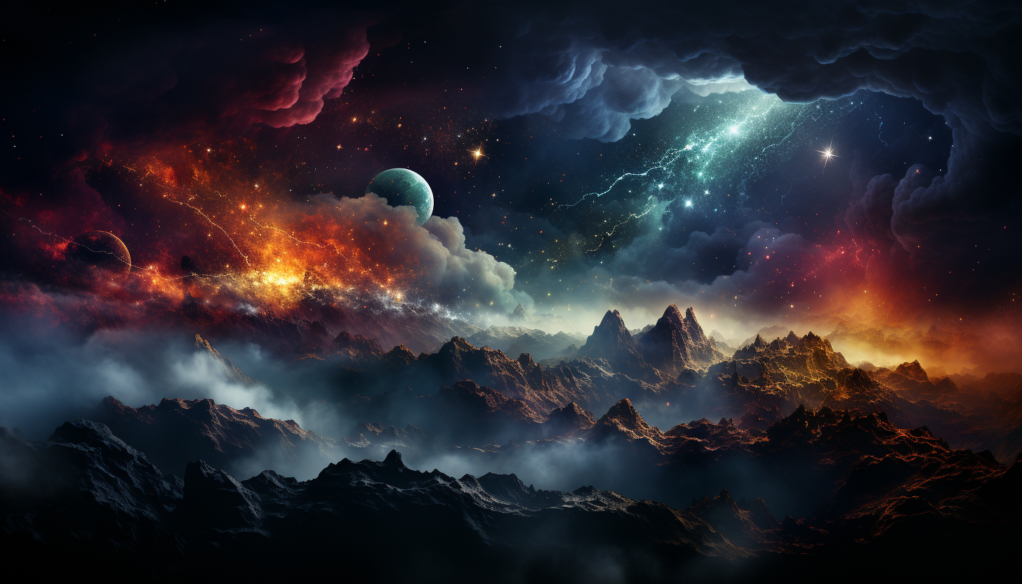 Nebulas and galaxies, bursting with vibrant colors and sparkling stars.