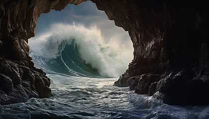 An intriguing sea cave carved by waves over millennia.