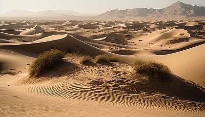 Sand dunes sculpted by wind, showcasing the beauty of desert landscapes.