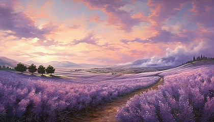 Fields of lavender swaying gently in the breeze.