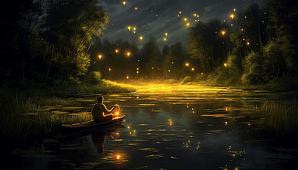 Fireflies illuminating a quiet summer night.