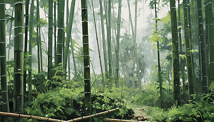 A dense bamboo grove rustling in the wind.