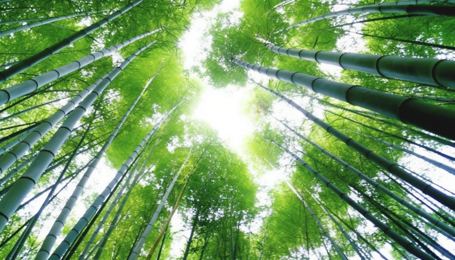 A grove of bamboo reaching skyward in harmonious symmetry.