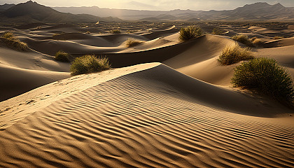 Sand dunes sculpted by wind, showcasing the beauty of desert landscapes.