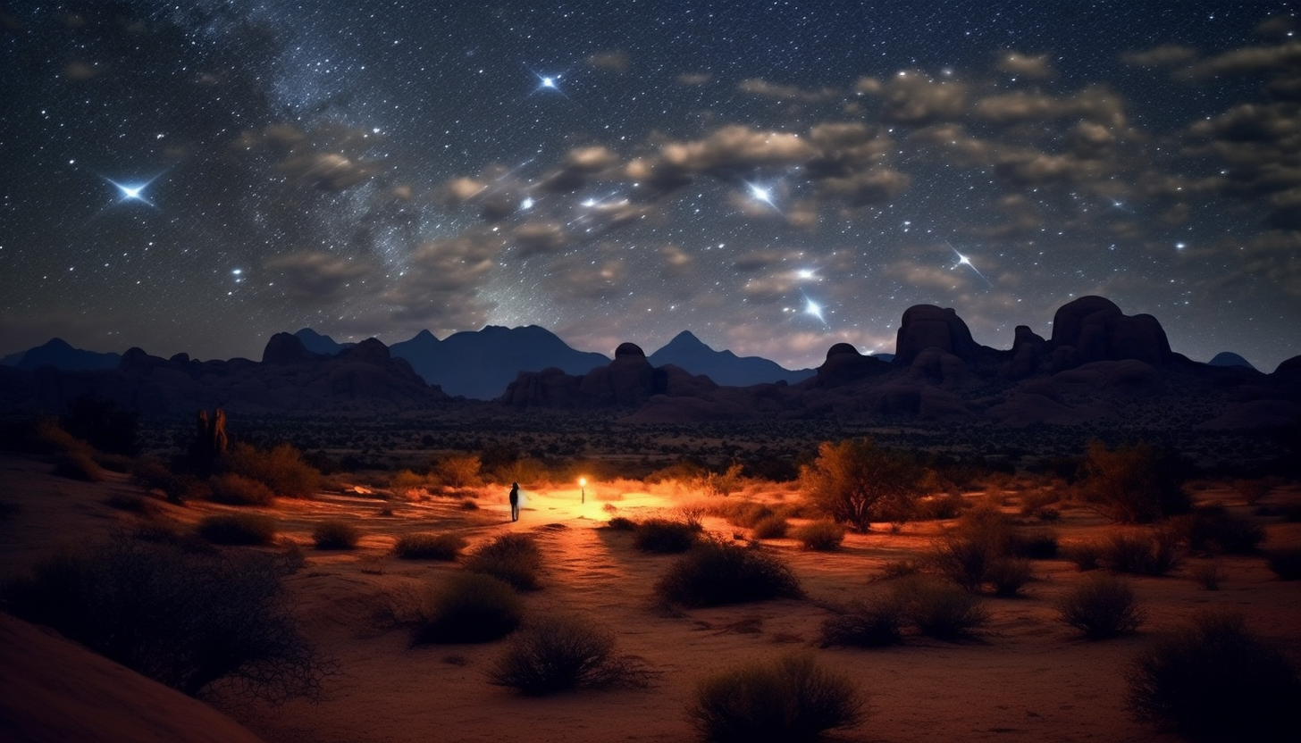 Stars illuminating a tranquil night in the desert.