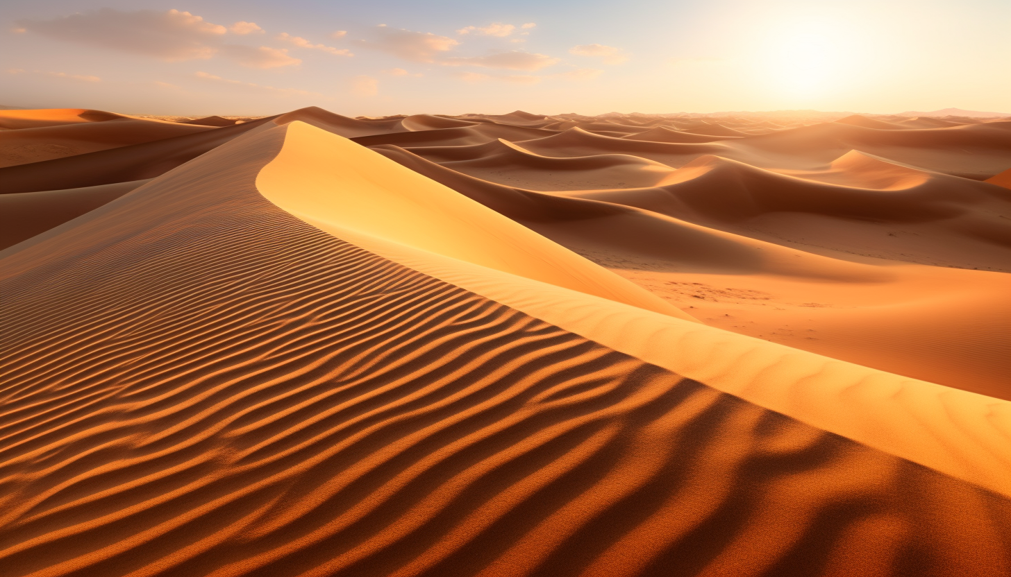 Ripples of sand in a vast, seemingly endless desert.