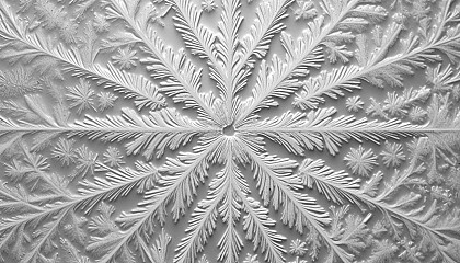 The intricate design of a frost pattern on a window.