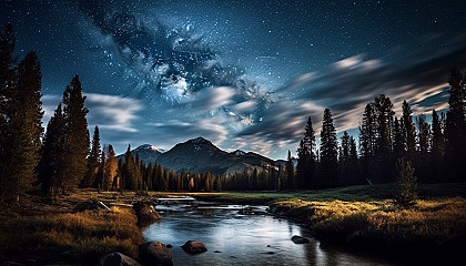 Star-studded night skies over remote, untouched wilderness.