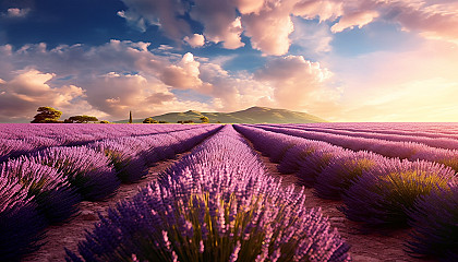 A field of lavender stretching as far as the eye can see.