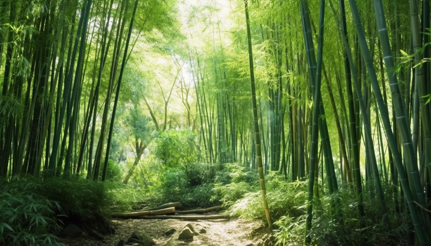 A dense bamboo forest swaying in the breeze.