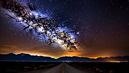 The milky way shining brightly in a pitch-black sky, far from city lights.