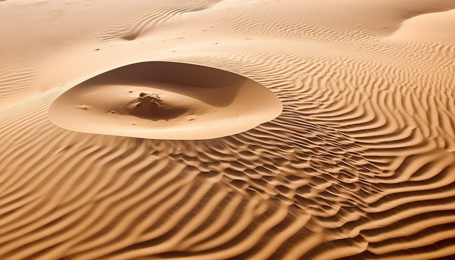 A stunning view of sand patterns on a desert from above.