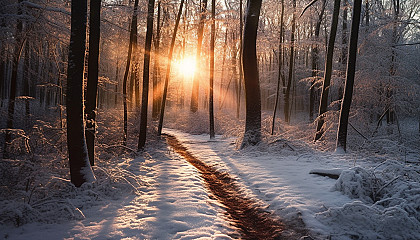 Sunlight breaking through after a winter snowstorm.