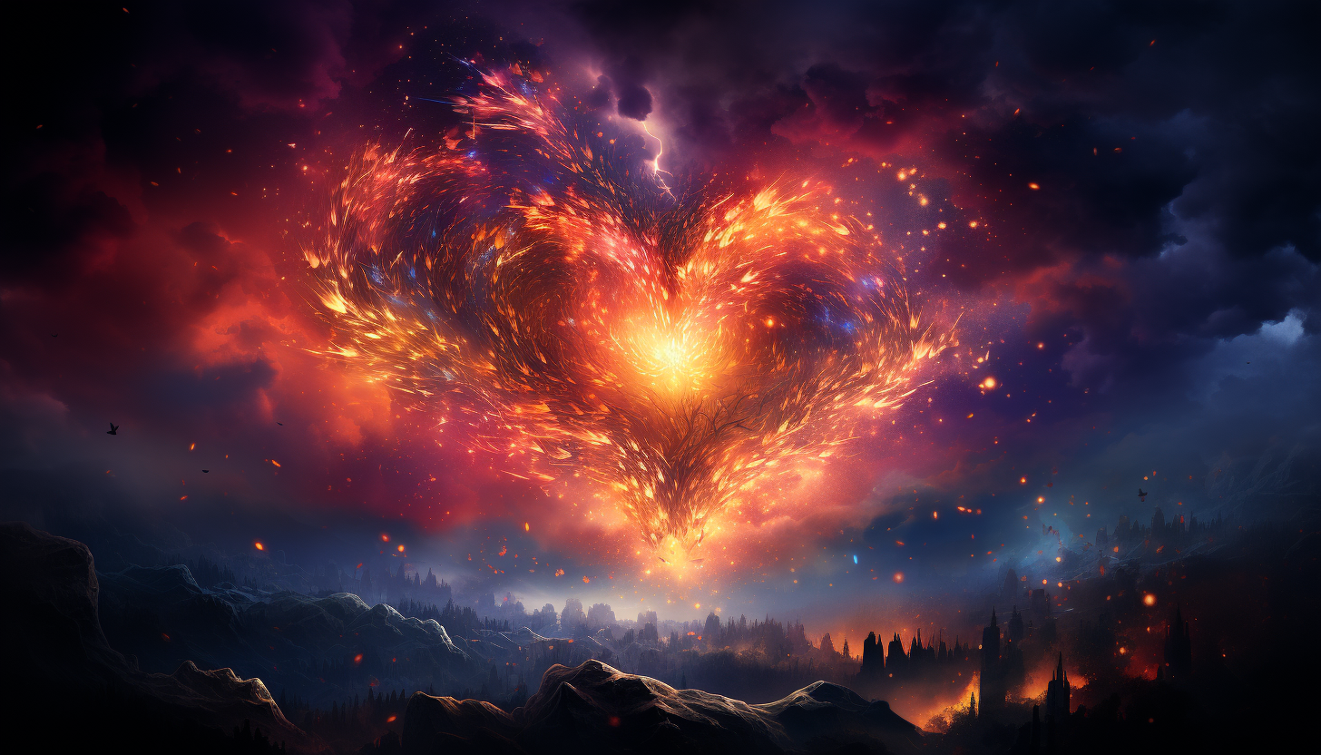 A vibrant nebula glowing in the heart of a distant galaxy.