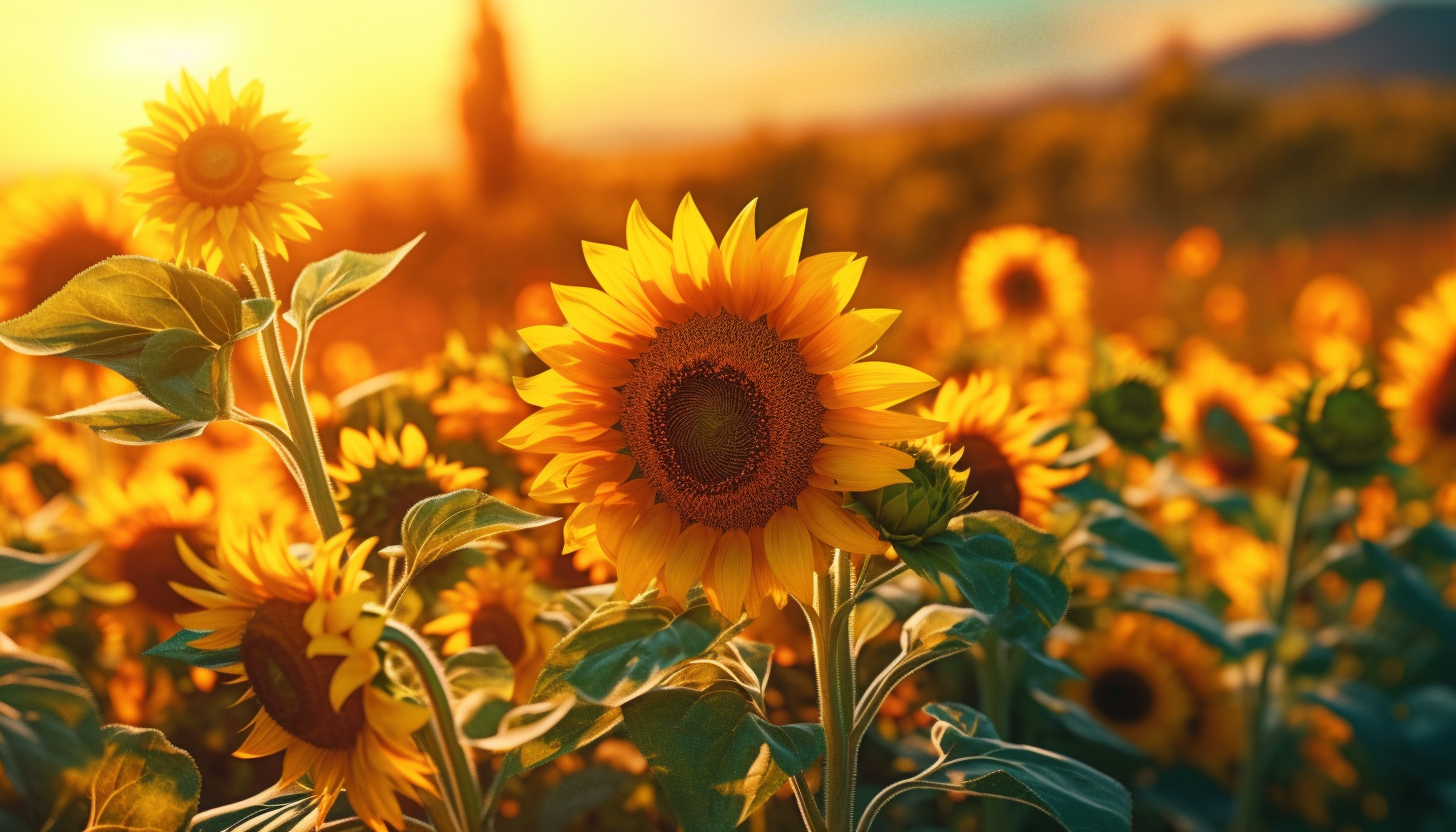 A field of vibrant sunflowers turning towards the sun.