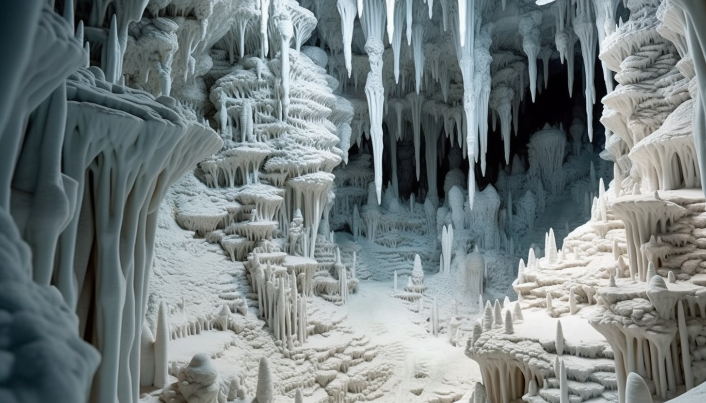 A network of stalactites and stalagmites in a hidden cave.