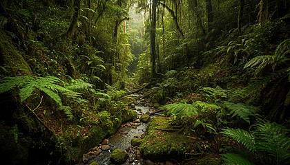 Lush, green rainforests teeming with life and the sounds of nature.
