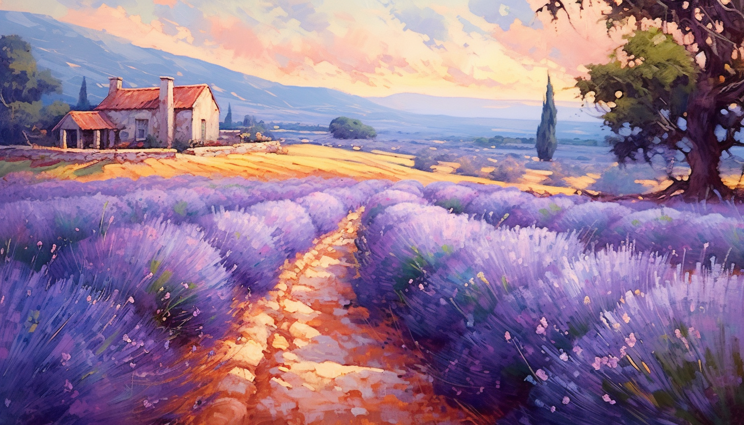 Vibrant fields of lavender swaying in the breeze.