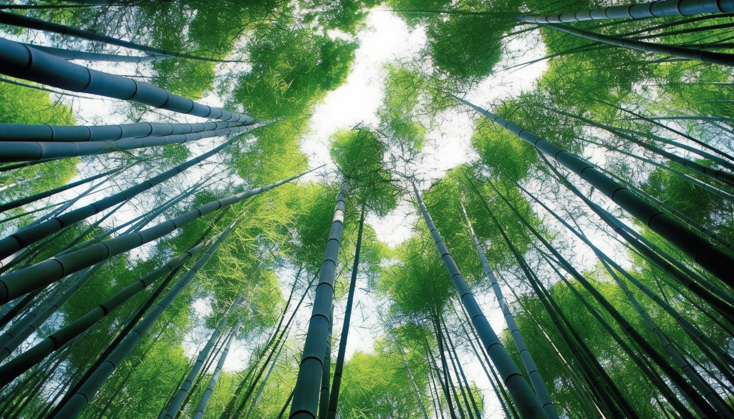 A grove of bamboo towering towards the sky.