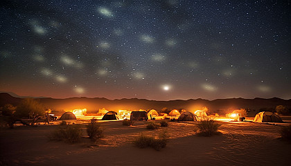 Stars illuminating a tranquil night in the desert.