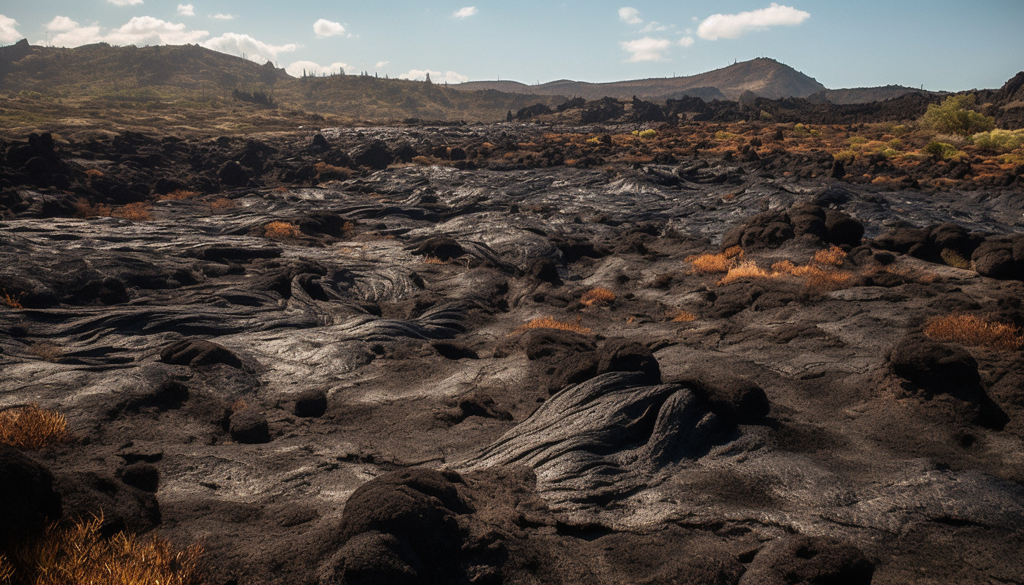 Volcanic landscapes with striking lava flows and unique geological formations.