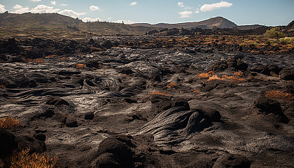 Volcanic landscapes with striking lava flows and unique geological formations.