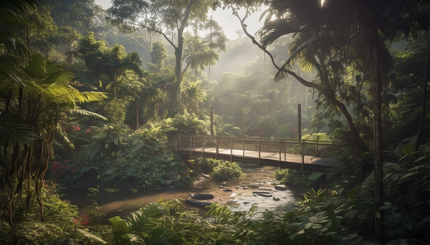 Lush, tropical rainforests with towering trees and exotic flora.