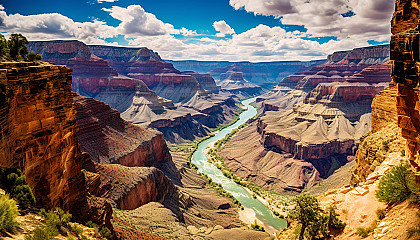 Breathtaking view from the edge of a grand canyon.