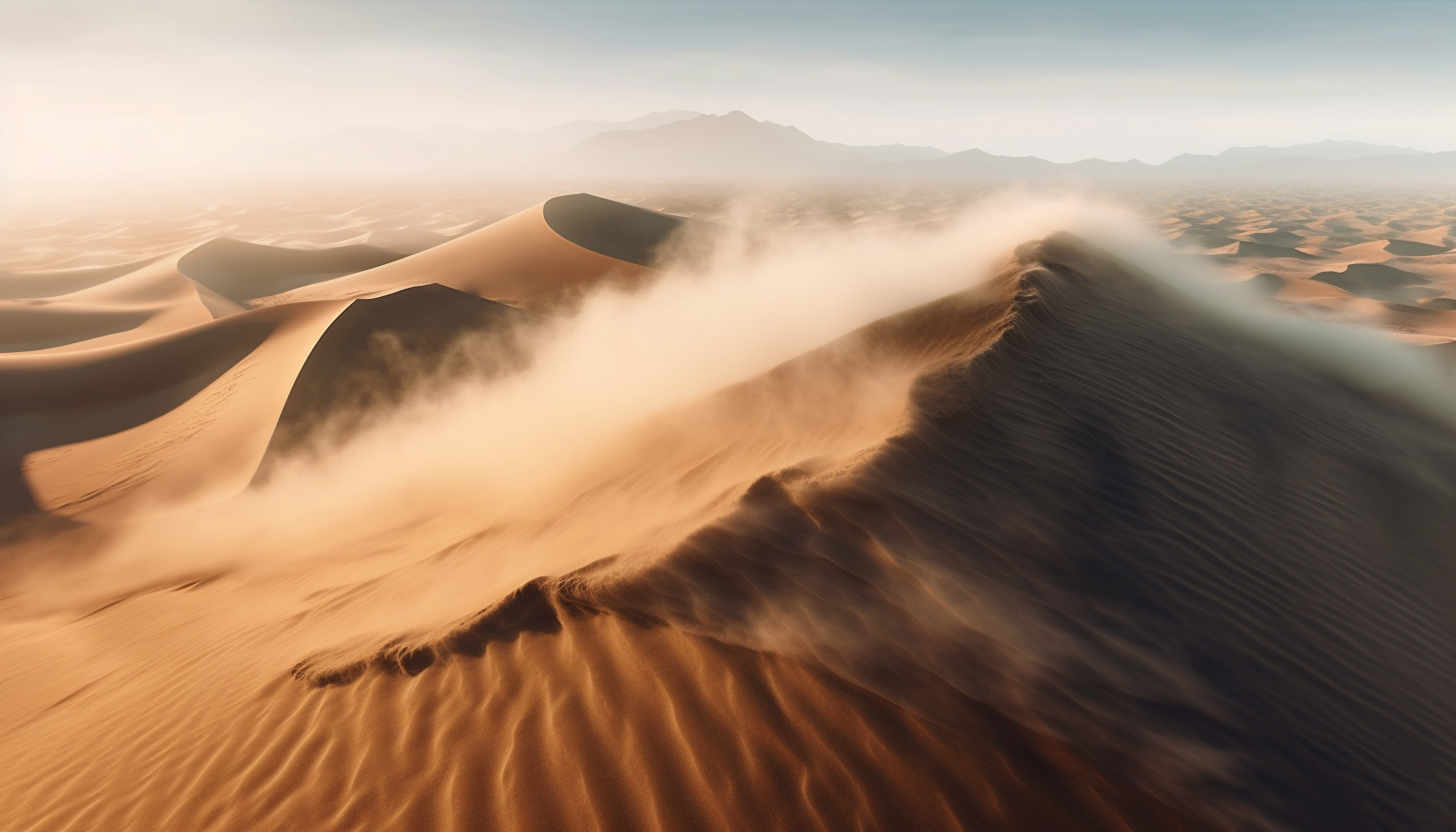 A tidal wave of sand being shaped by desert winds.