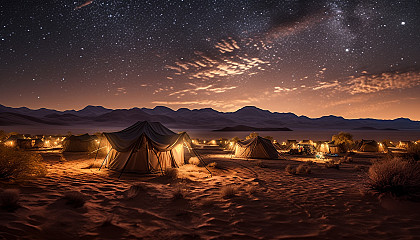 Stars illuminating a tranquil night in the desert.
