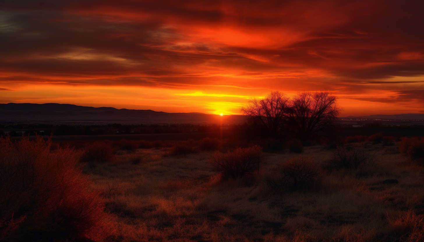 Picturesque sunrises or sunsets casting warm hues across the sky and landscape.