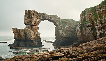 An arch of rocks carved by the sea over centuries.