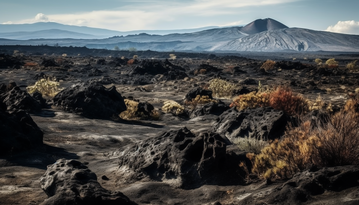 Volcanic landscapes with dramatic lava flows and rugged terrain.