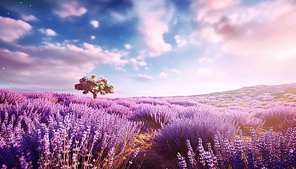 A field of lavender swaying gently in the breeze.
