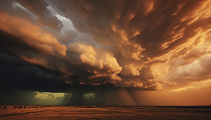 Dramatic cloud formations in the sky before a storm.