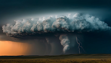 Weather phenomena like lightning storms, tornadoes, or dense fog, displaying the power of nature.