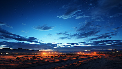 A starry night sky with the Milky Way stretching across the horizon.