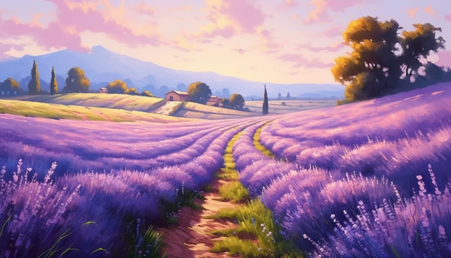 Fields of lavender swaying gently in the breeze.