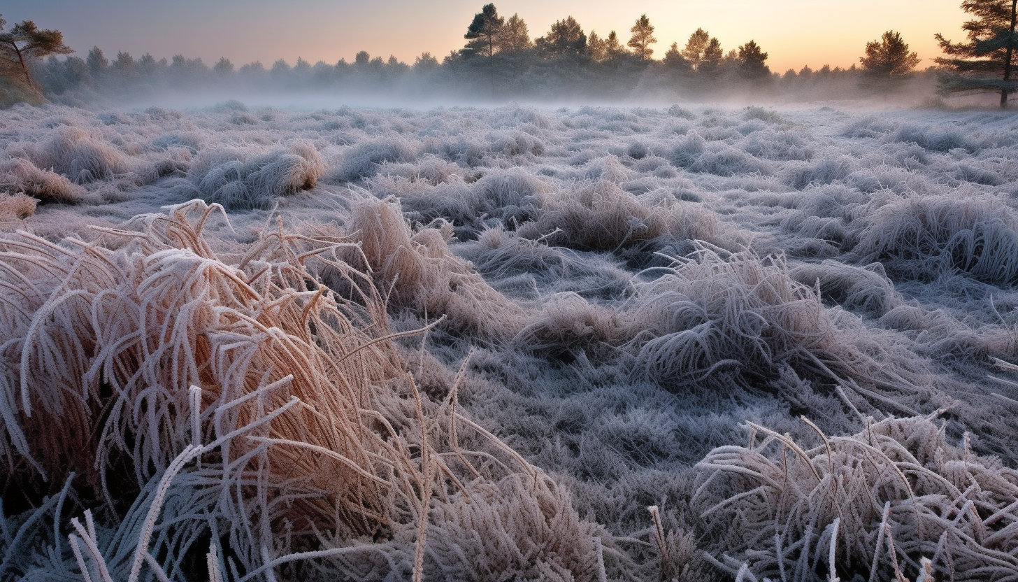 Delicate frost patterns on a cold winter morning.