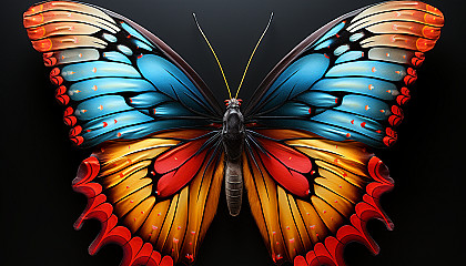 The vibrant colors and intricate patterns of a butterfly's wings.