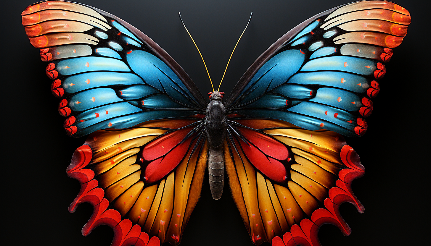 The vibrant colors and intricate patterns of a butterfly's wings.