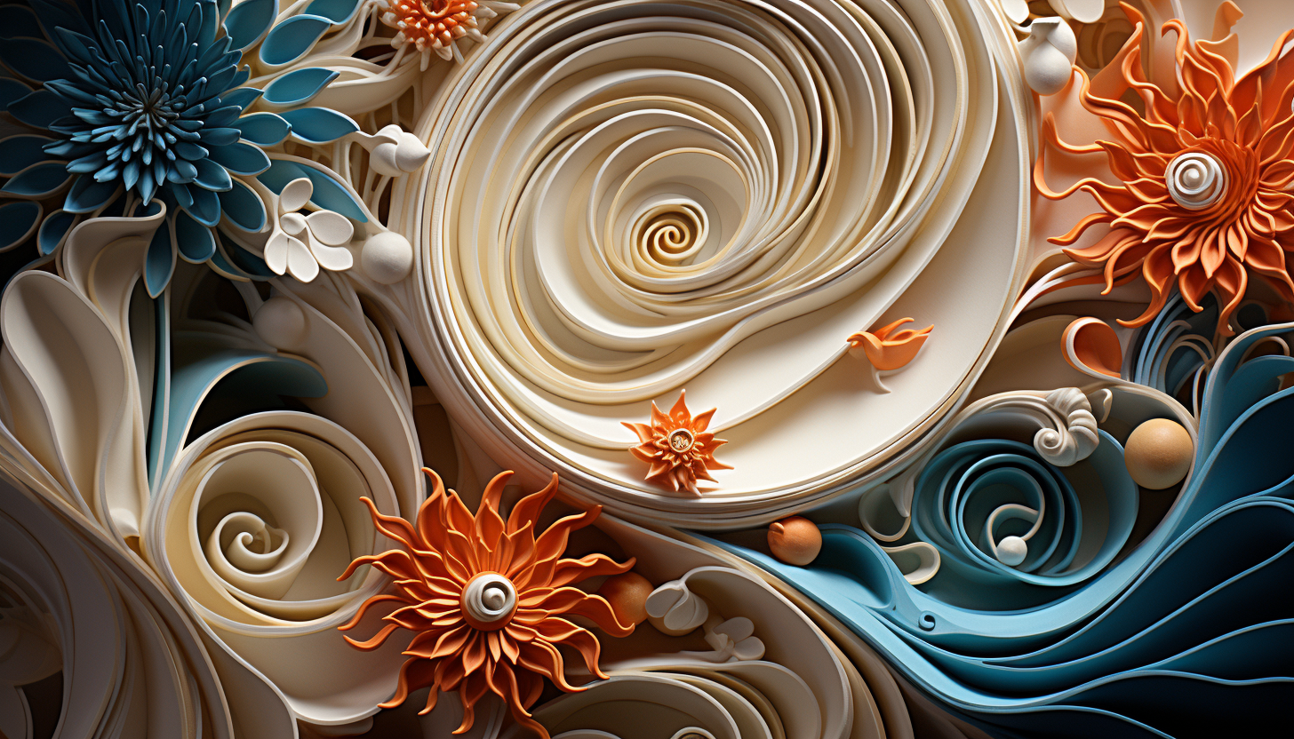 Close-up of the intricate, swirling pattern of a nautilus shell.
