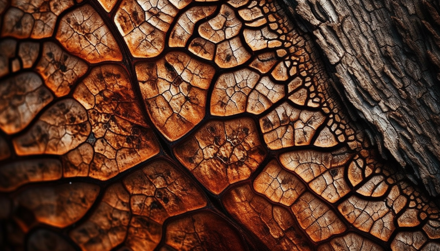 Intricate, abstract patterns found in nature, like tree bark or butterfly wings.