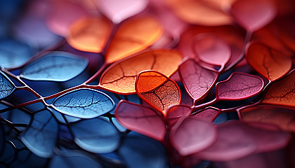 The intricate veins and bright hues of a petal in a close-up shot.