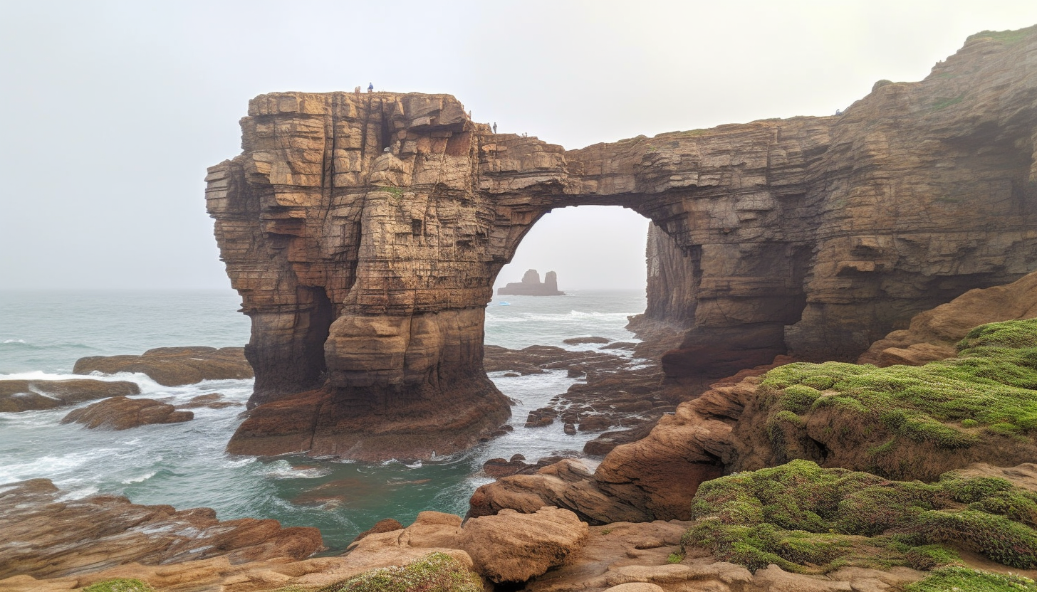 An arch of rocks carved by the sea over centuries.