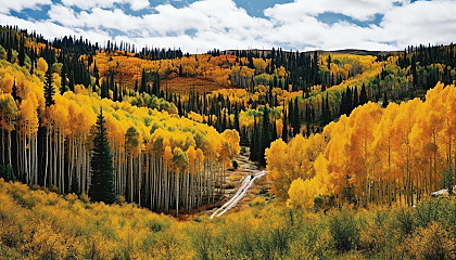 The vibrant, changing colors of an aspen forest in the fall.